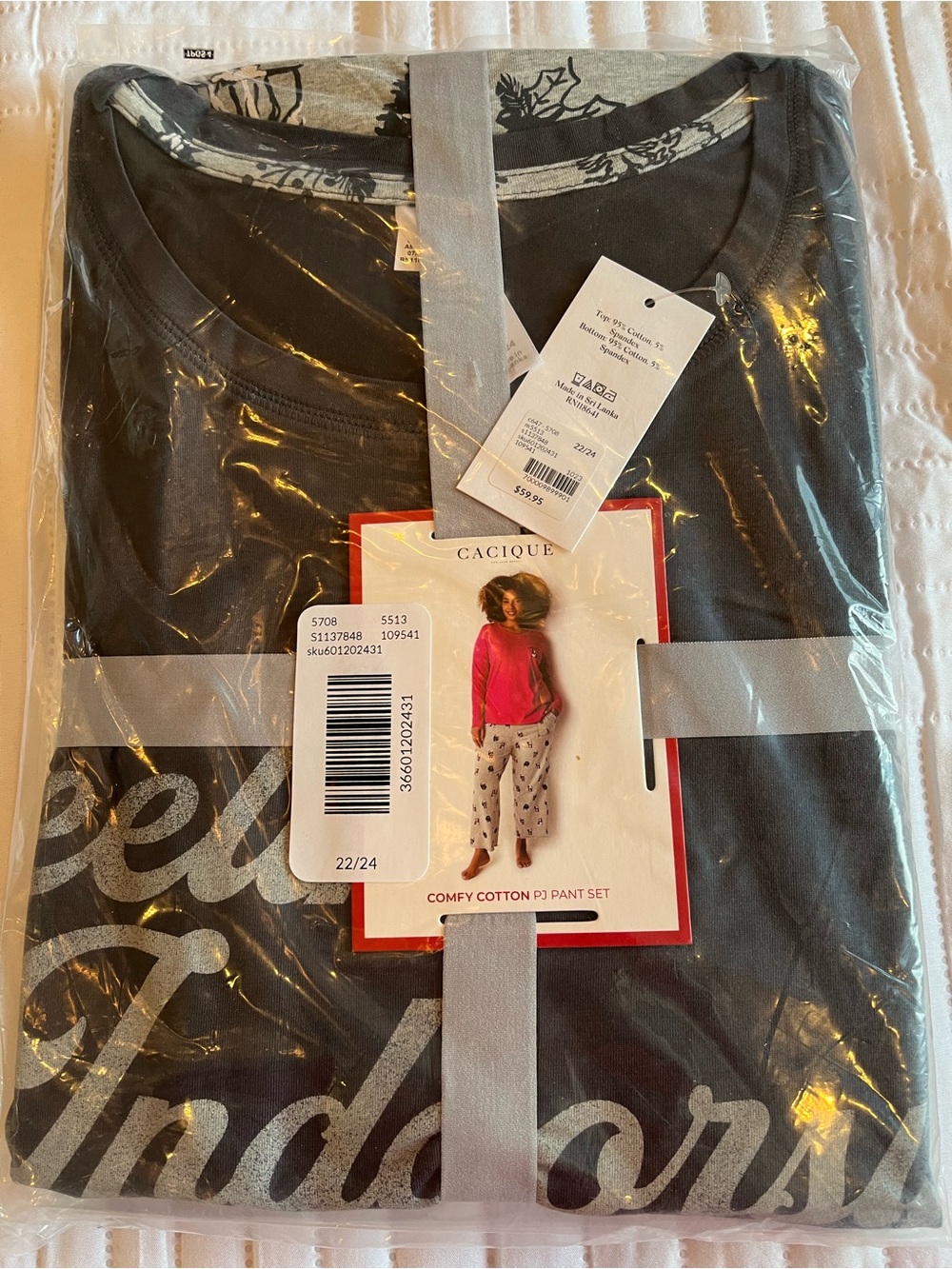 Cacique / Lane Bryant Women’s PJ Pant set Gray Indoorsy size 22w-24w NWT